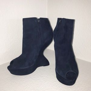 Alexander McQueen Peep Toe Wedge Bootie